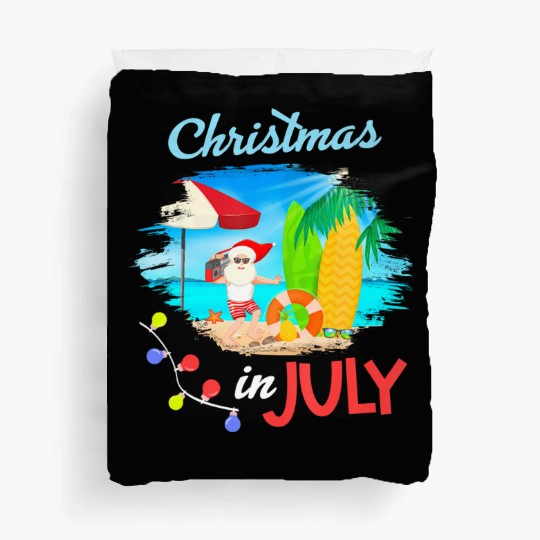 Christmas in July Santa Hawaiian Summer Hawaii Duvet Covers