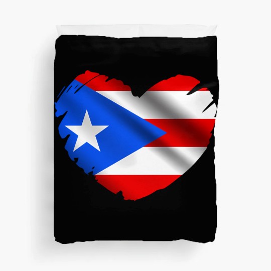 Puerto Rico Flag On Shape Of He Puerto Ricans Duvet Covers