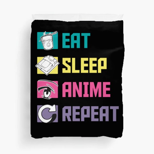 Eat Sleep Anime Repeat funny Duvet Covers