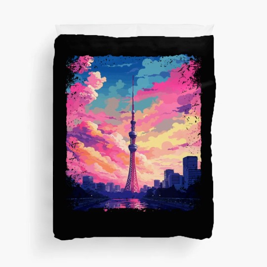 Vaporwave Skytree Tokyo Aesthetic Japanese Sight Duvet Covers