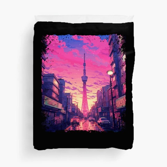 Skytree Tokyo Vaporwave Aesthetic Japanese Sight Duvet Covers