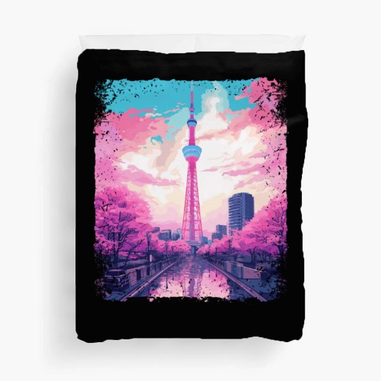 Aesthetic Skytree Tokyo Vaporwave Japanese Sight Duvet Covers