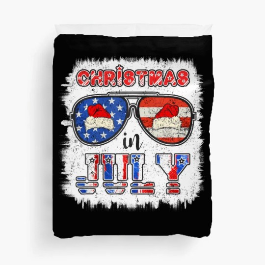 Christmas in July Santa Hat Sunglasses Summer Duvet Covers