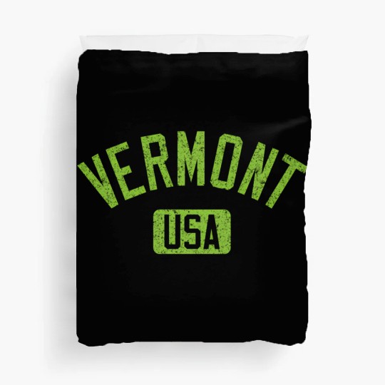 Vermont Usa Arched Text Distressed Lime Green Prin Duvet Covers