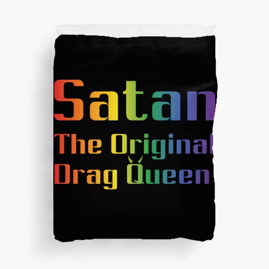 Funny Hail Gay Satan Lgbt Goth Gay Pride Baphomet Duvet Covers