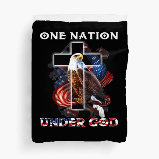 One Nation Under God Jesus Usa Cross Bald Eagle Duvet Covers