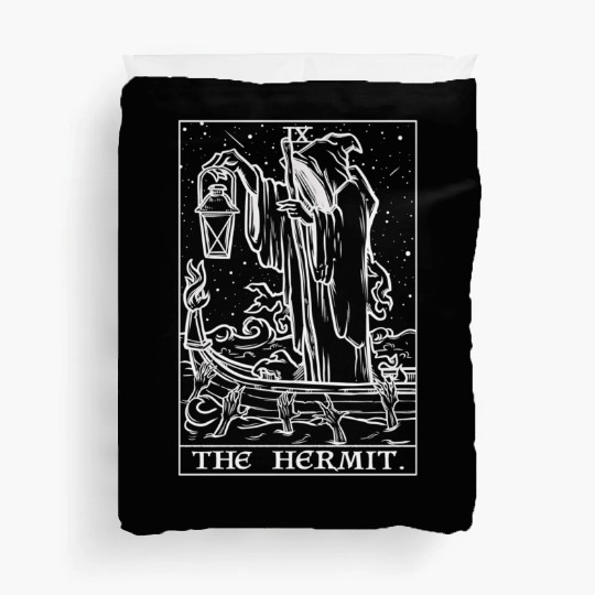 The Hermit Tarot Card Gothic Halloween Grim Duvet Covers