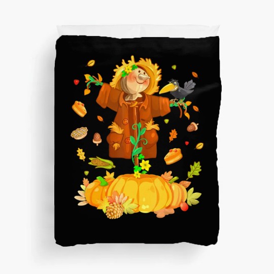 Scarecrow Pumpkin Garden Hello Thanksgiving Duvet Covers