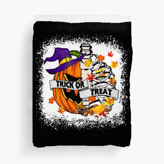Retro Fall Leaves Trick Or Treat Halloween Pumpkin Duvet Covers