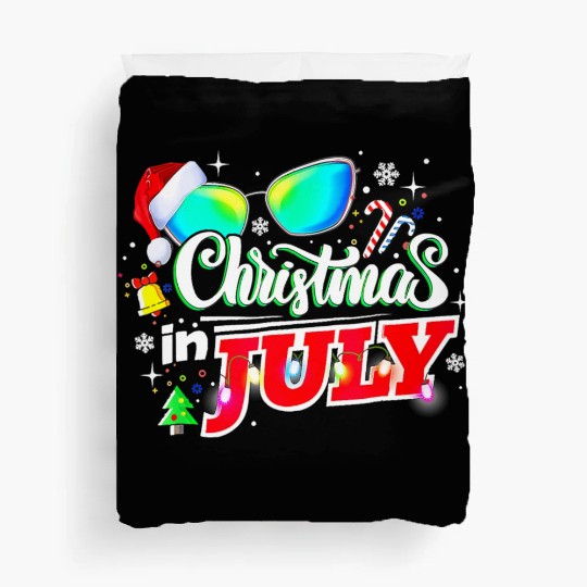 Christmas In July Santa Hat Sunglasses Summer Duvet Covers