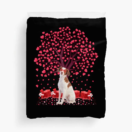 Heart Tree Brittany Spaniel Dog Valentine'S Day Duvet Covers
