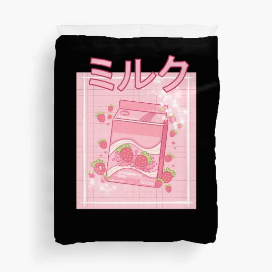 90S Japanese aii Strawberry Milk Shake Carton Duvet Covers