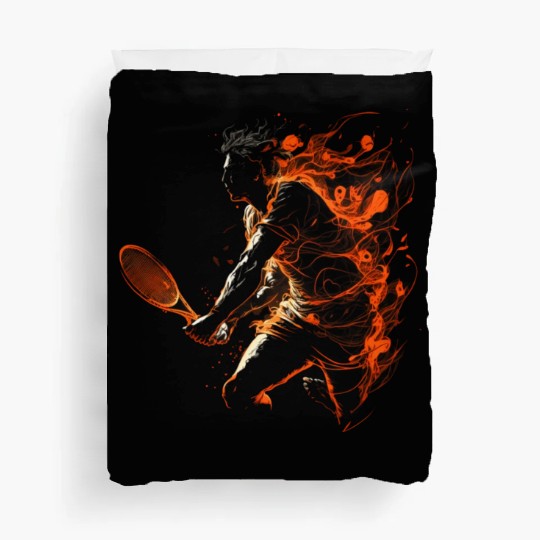 Tennis Player Retro Tennis Vintage Flames Duvet Covers