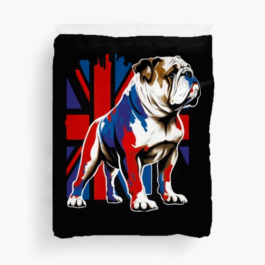 British Bulldog With Union Jack Flag King Charles Duvet Covers