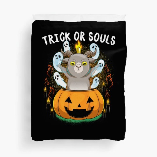 Trick Or Souls Halloween Baphomet Satanic Pumpkin Duvet Covers