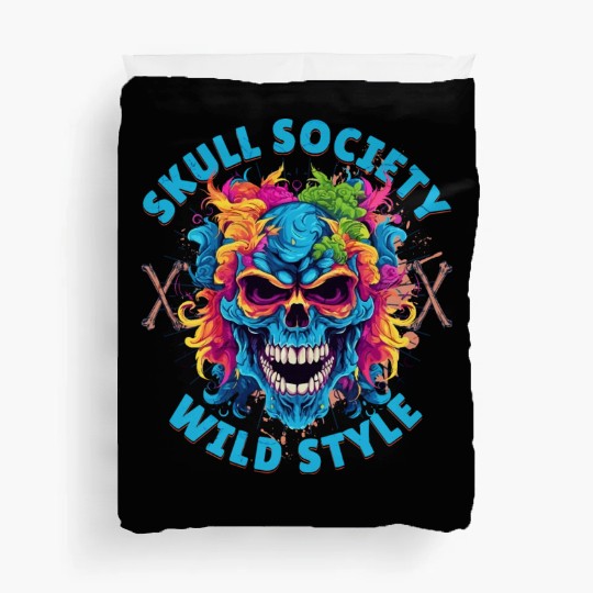 Skull society wild style Duvet Covers