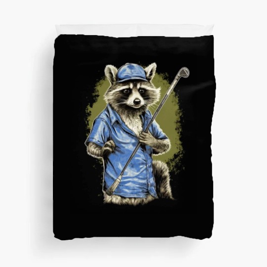 Golfer Raccoon Golf Club Golf Player Golfing Duvet Covers
