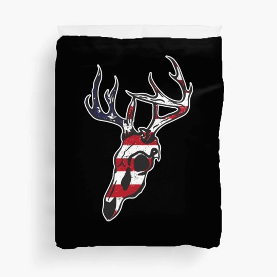 Whitetail Deer Hunting Animal Lover American Flag Duvet Covers
