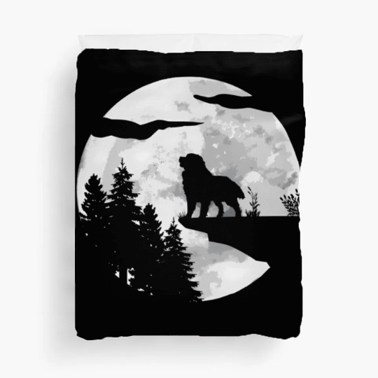 Dog Owner Full Moon At Night Pet Bernese Mountain Duvet Covers