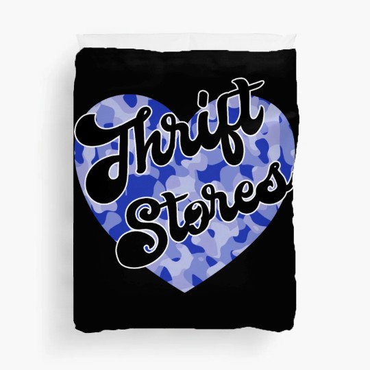 Thrift Stores blue camo heart Duvet Covers