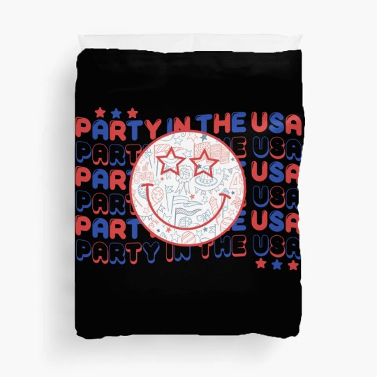 Party In The Usa Hot Dog Love Funny Fourth Of July Duvet Covers