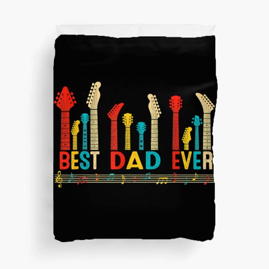 Best Dad Ever Daddy Guitar Vintage Guitar Fathers Duvet Covers