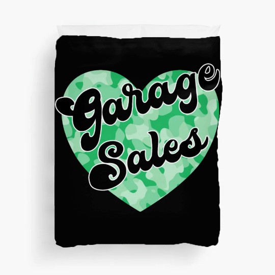 Garage Sales green camo heart Duvet Covers