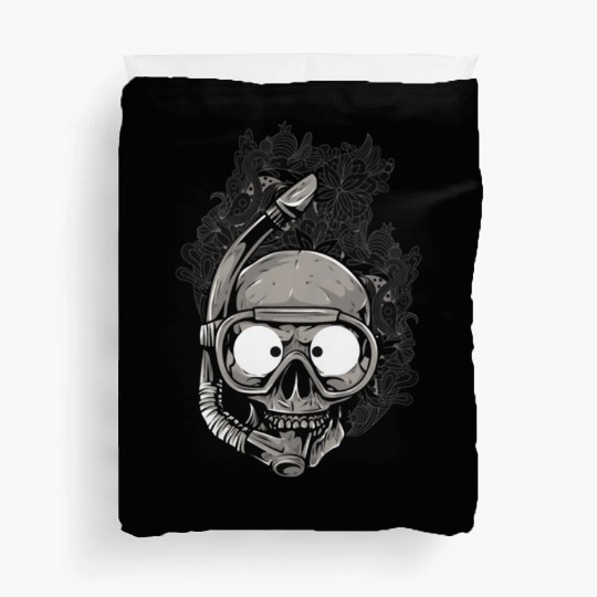 The Skull Zombie Diving On The Beach Duvet Covers