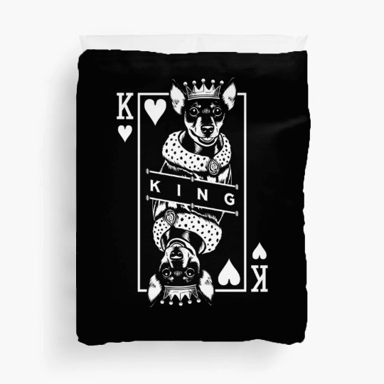 Miniaturecher King Of Hearts Dog Card Pop Duvet Covers