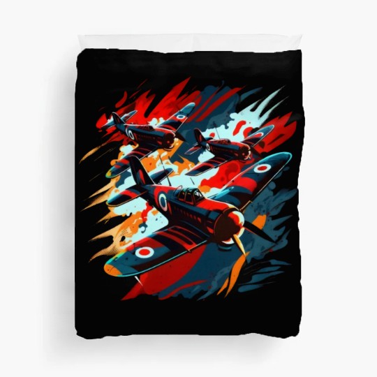 Spitfire Airplane Vintage Pilot Aviator Military Duvet Covers