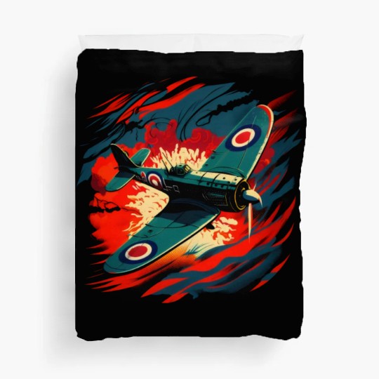 Spitfire Airplane Vintage Pilot Aviator Military Duvet Covers