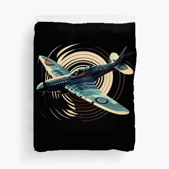 Spitfire Airplane Vintage Pilot Aviator Military Duvet Covers