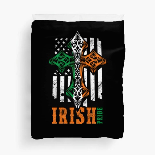 Irish American Flag Celtic Cross Duvet Covers