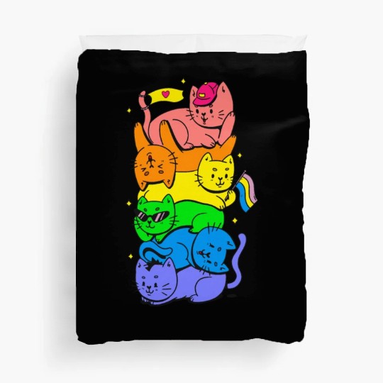 Cat Stack Rainbow Gay Pride Cute LGBT Animal Pet Duvet Covers