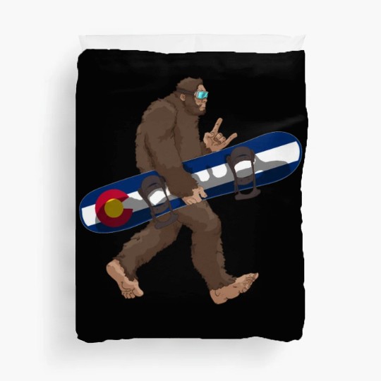 Colorado Flag Snowboarding Bigfoot For Duvet Covers