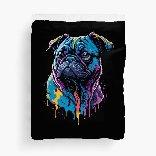 Neon Pug Dog Duvet Covers