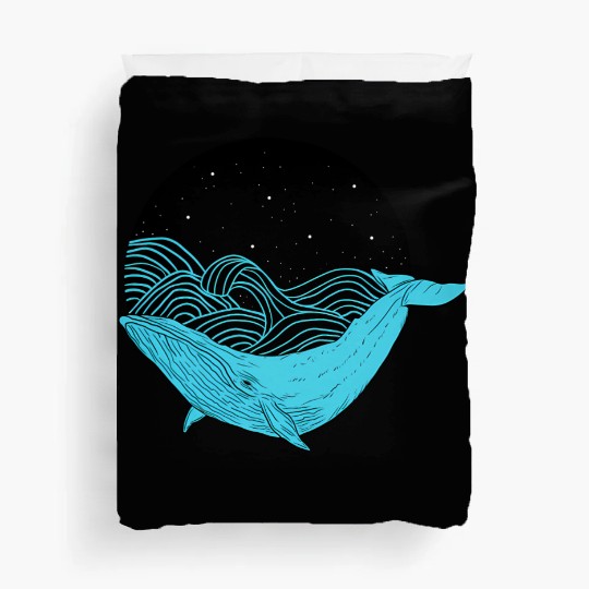 Humpback Whale Midnight Space Whale Duvet Covers