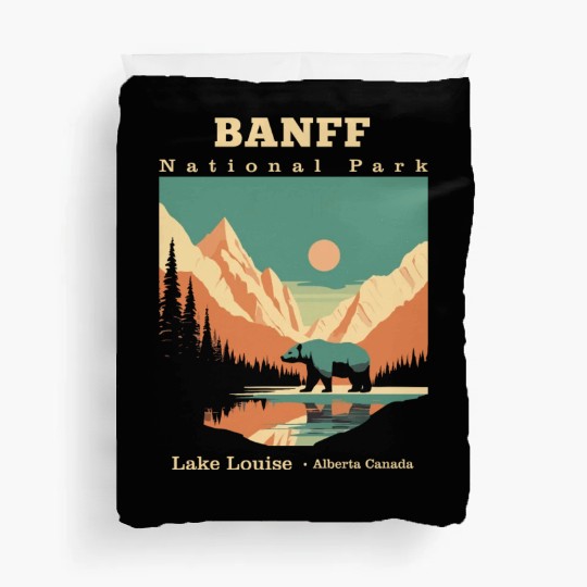 Vintage Retro Canadian Banff National Park Duvet Covers
