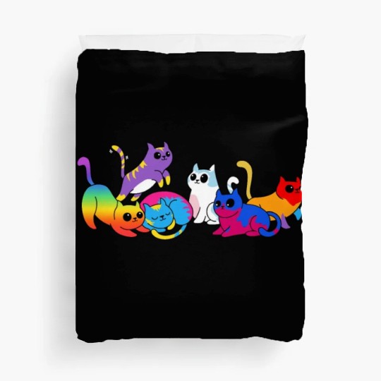Pride Kittens LGBTQIA+ Cats Colorful Cat Duvet Covers