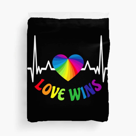 Love wins LGBTQ Pride Rainbow Flag Gay Lesbian Duvet Covers