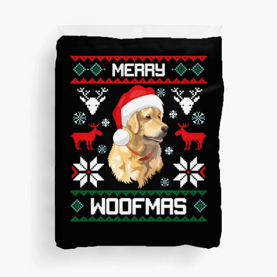 Golden Retriever Merry Woofmas For Duvet Covers