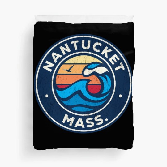 Nantucket Massachusetts Ma Nautical Waves Duvet Covers