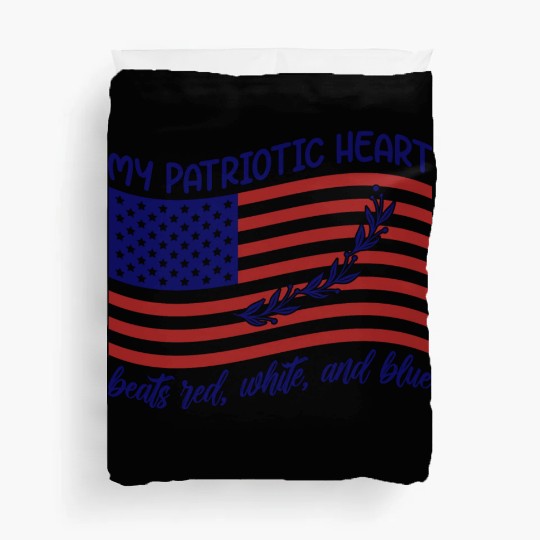 My patriotic heart beats red white and blue Duvet Covers