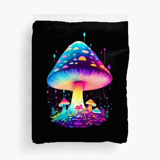 Enchanting Fungi: A Neon Wonderland Duvet Covers