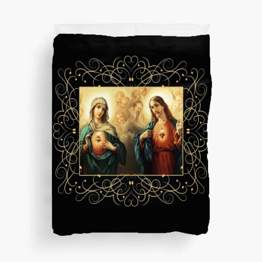 Sacred Heart and Immaculate Heart Picture Jesus an Duvet Covers