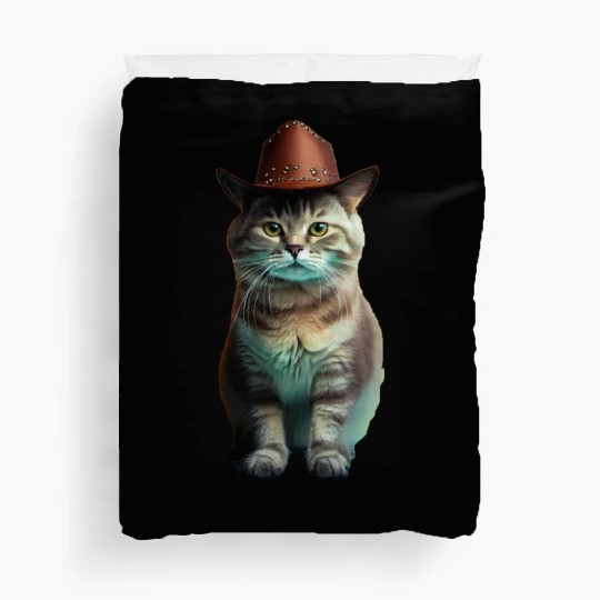 cowboy cat - funny cats, funny pets. Duvet Covers