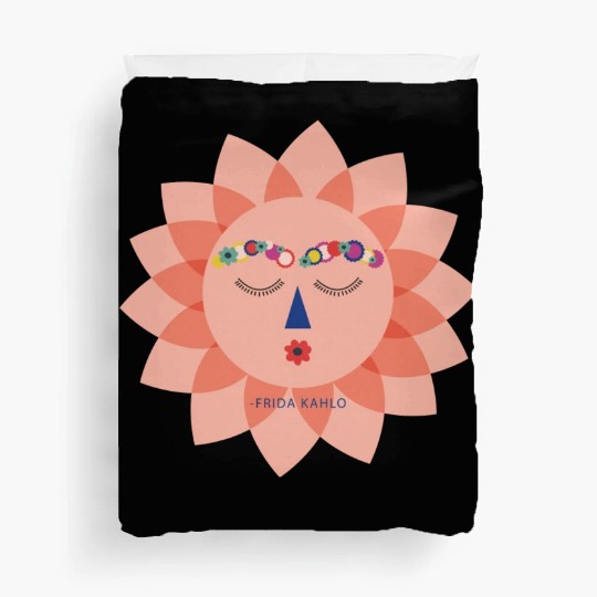 Colorful Cute Funny Sun Frida Kahlo Portrait Viva Duvet Covers