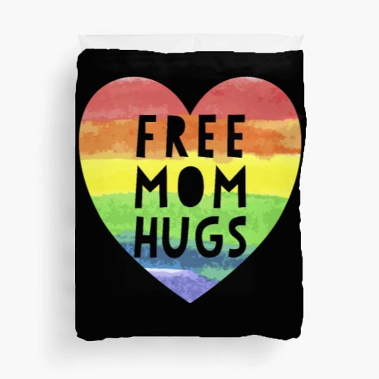 Free Mom Hugs LGBTQ Plus Rainbow Heart Free Hugs Duvet Covers