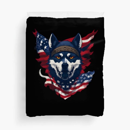 Cute American Pride 4th of July Dog Flag Duvet Covers