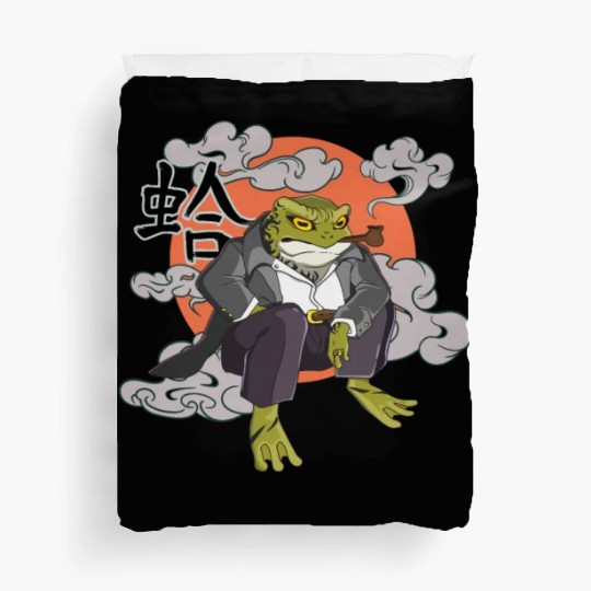 Japanese frog in Yakuza gangster costume Duvet Covers